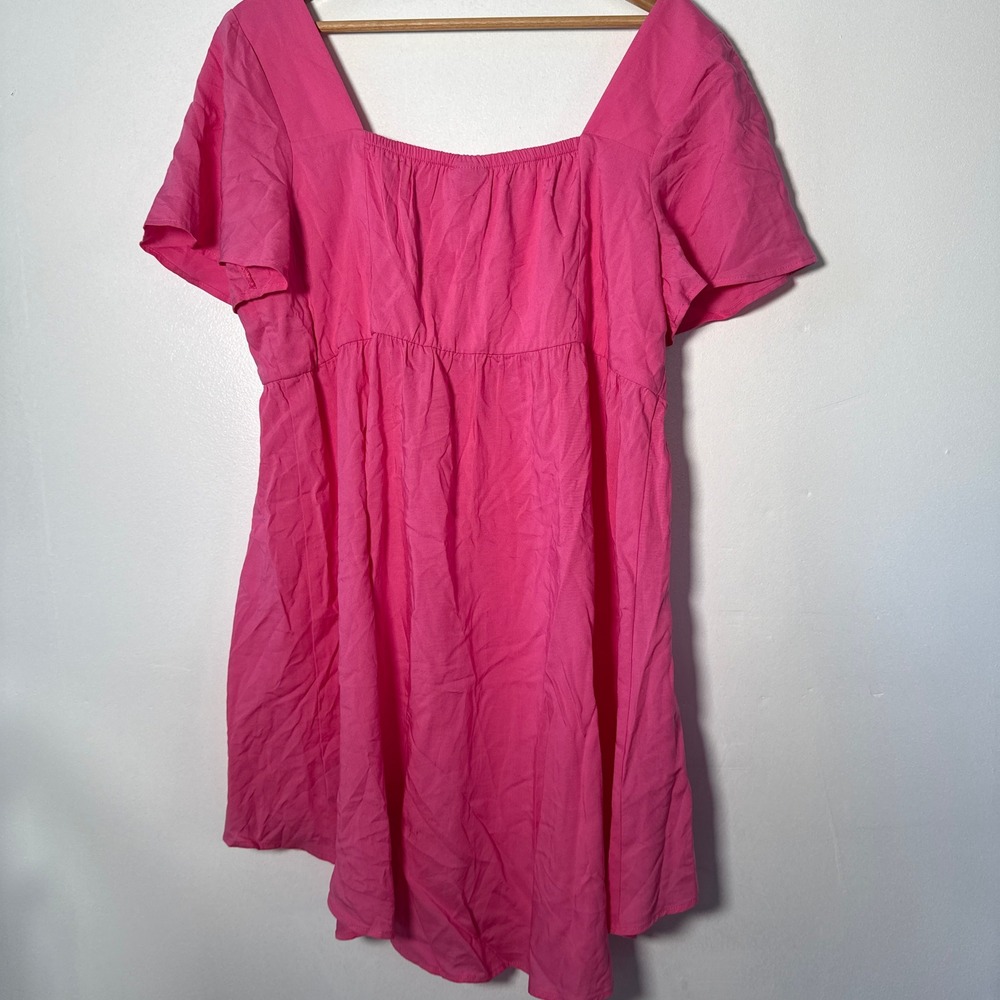 Torrid Pink Babydoll Mini Dress High Low Tie Front Flutter Sleeve Womens 0 L XL - Picture 5 of 5